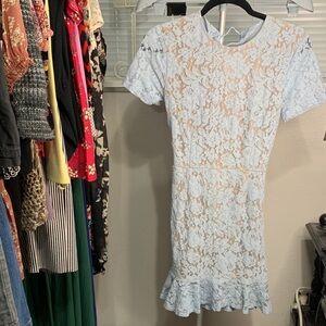 Elegant Baby Blue Lace Mini‎ Dress
